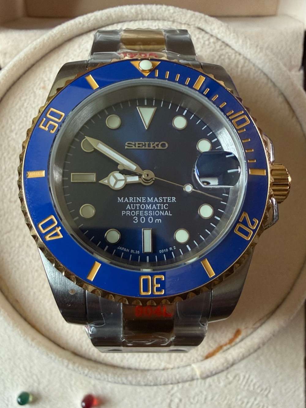 Seiko Mod-Custom Blue and Gold Diver's Automatic Watch